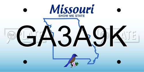 GA3A9K Missouri License Plate