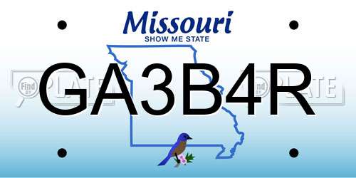 GA3B4R Missouri License Plate