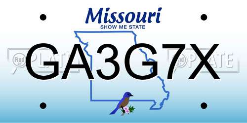 GA3G7X Missouri License Plate