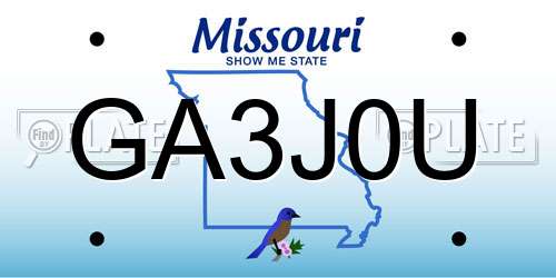 GA3J0U Missouri License Plate