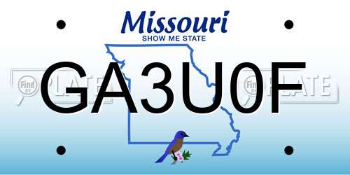 GA3U0F Missouri License Plate