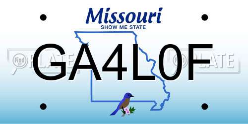 GA4L0F Missouri License Plate