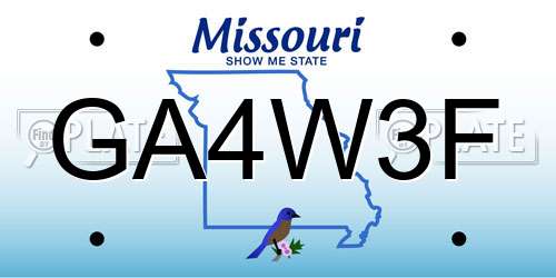 GA4W3F Missouri License Plate