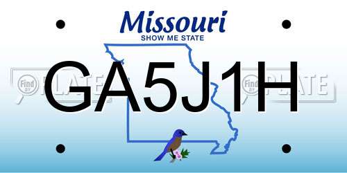 GA5J1H Missouri License Plate