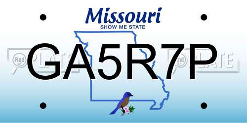 GA5R7P Missouri License Plate