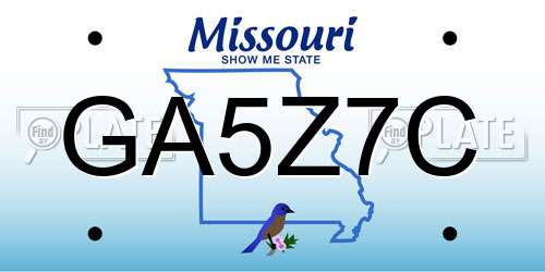 GA5Z7C Missouri License Plate