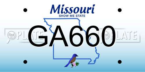 GA660 Missouri License Plate