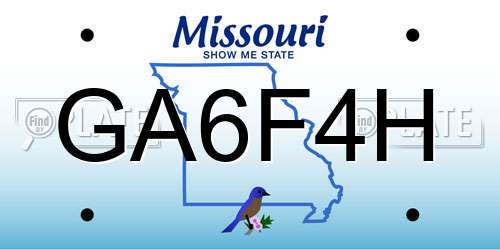 GA6F4H Missouri License Plate
