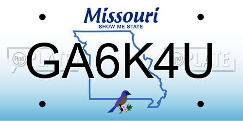 GA6K4U Missouri License Plate