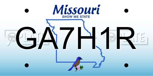GA7H1R Missouri License Plate