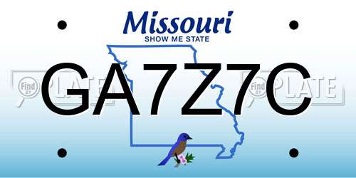 GA7Z7C Missouri License Plate