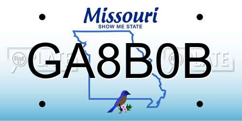 GA8B0B Missouri License Plate