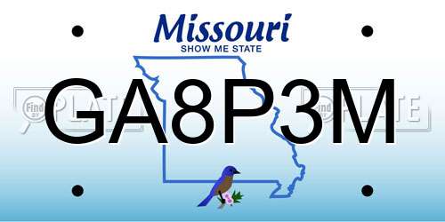 GA8P3M Missouri License Plate