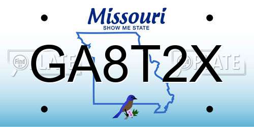 GA8T2X Missouri License Plate
