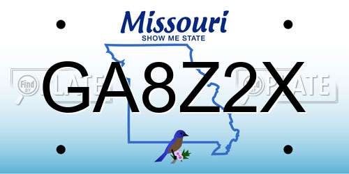 GA8Z2X Missouri License Plate