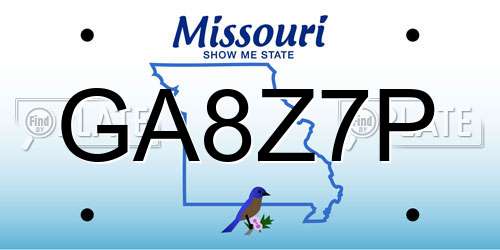 GA8Z7P Missouri License Plate