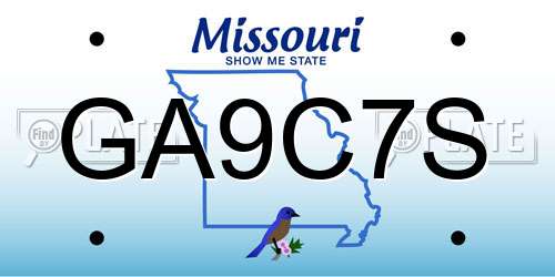 GA9C7S Missouri License Plate