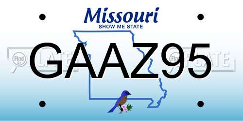 GAAZ95 Missouri License Plate