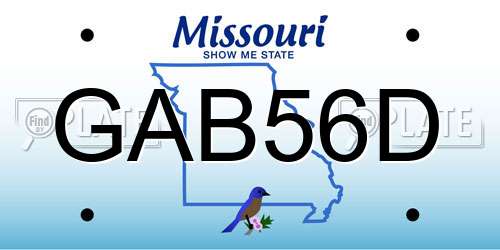GAB56D Missouri License Plate