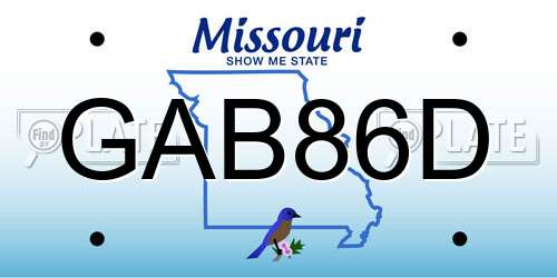 GAB86D Missouri License Plate