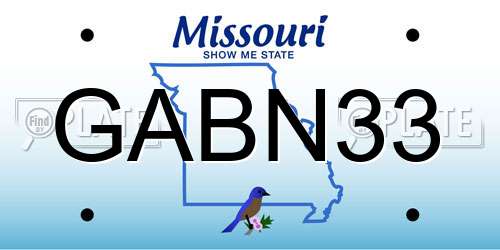 GABN33 Missouri License Plate