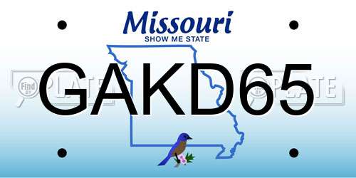GAKD65 Missouri License Plate