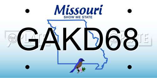 GAKD68 Missouri License Plate