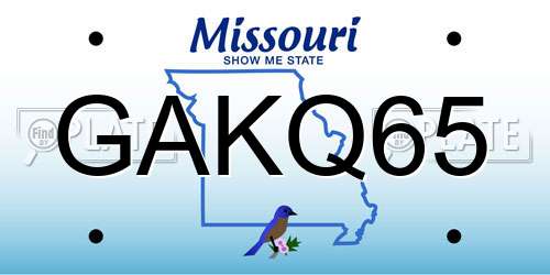 GAKQ65 Missouri License Plate