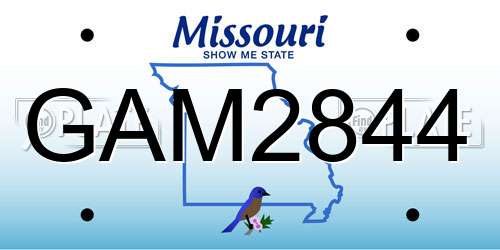 GAM2844 Missouri License Plate