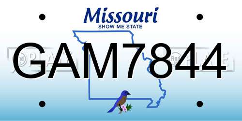 GAM7844 Missouri License Plate