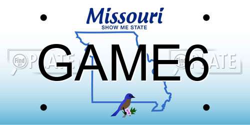 GAME6 Missouri License Plate