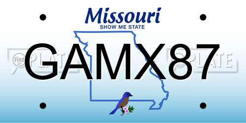 GAMX87 Missouri License Plate