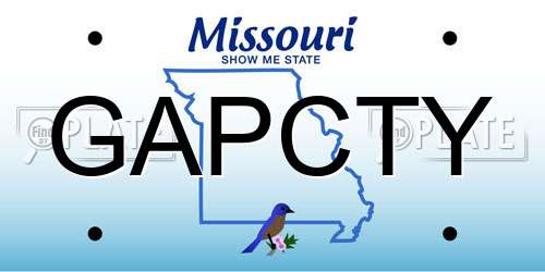 GAPCTY Missouri License Plate