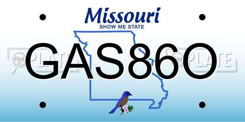 GAS86O Missouri License Plate