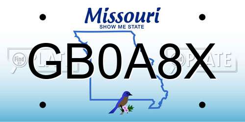 GB0A8X Missouri License Plate