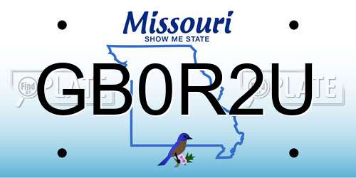 GB0R2U Missouri License Plate