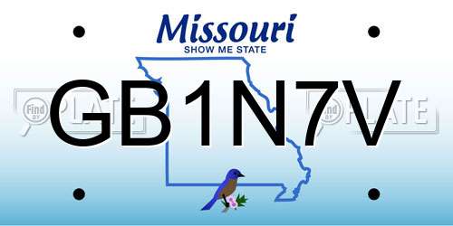 GB1N7V Missouri License Plate