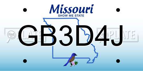 GB3D4J Missouri License Plate