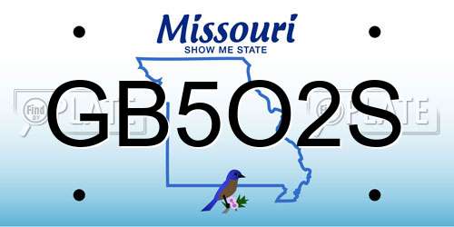 GB5O2S Missouri License Plate
