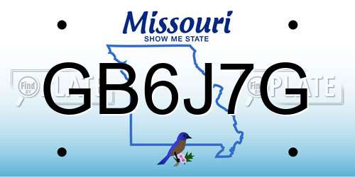 GB6J7G Missouri License Plate