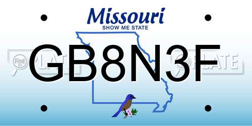 GB8N3F Missouri License Plate