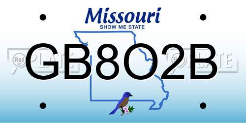 GB8O2B Missouri License Plate