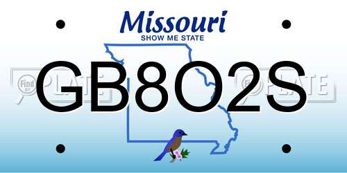 GB8O2S Missouri License Plate