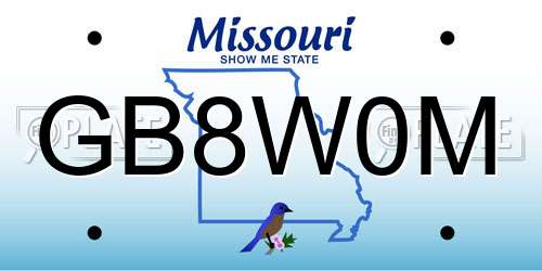 GB8W0M Missouri License Plate