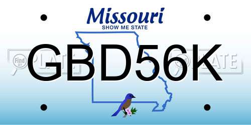 GBD56K Missouri License Plate