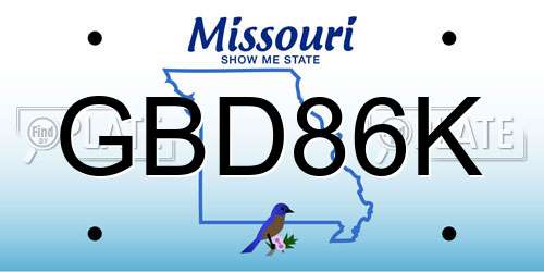 GBD86K Missouri License Plate