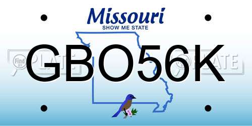 GBO56K Missouri License Plate