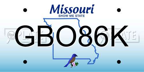 GBO86K Missouri License Plate