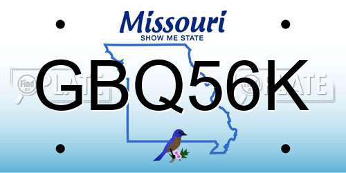 GBQ56K Missouri License Plate