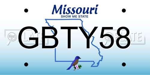 GBTY58 Missouri License Plate